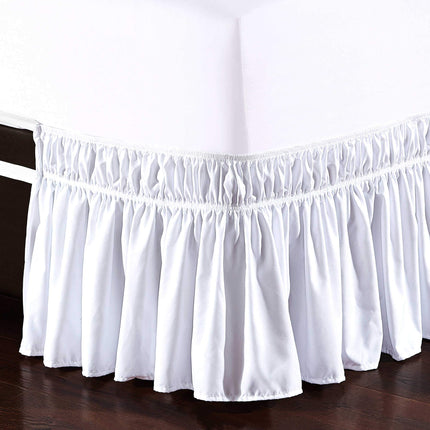 Elegant Comfort Three Fabric Sides Wrap Around Elastic Style Solid Bed Skirt, Easy On/Easy Off Dust Ruffled Bed Skirts 16 Inch Tailored Drop, Wrinkle and Fade Resistant