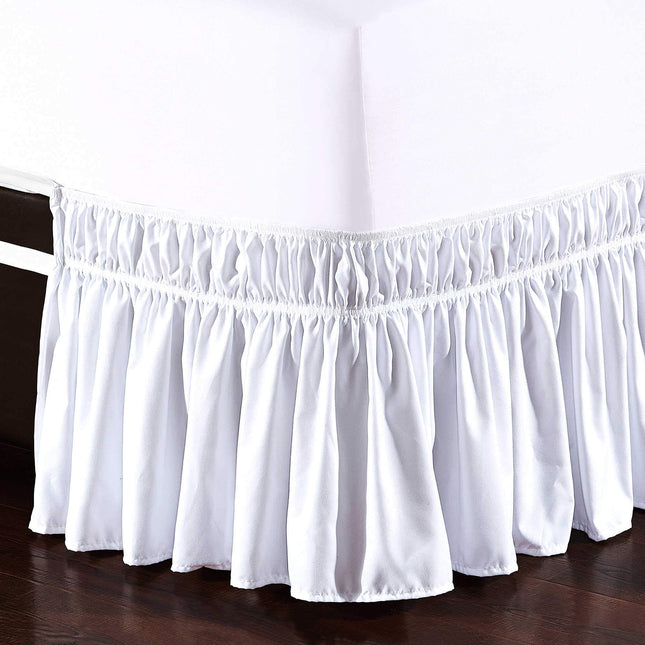 Elegant Comfort Three Fabric Sides Wrap Around Elastic Style Solid Bed Skirt, Easy On/Easy Off Dust Ruffled Bed Skirts 16 Inch Tailored Drop, Wrinkle and Fade Resistant