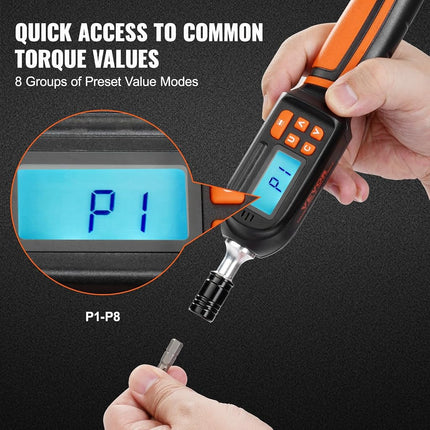 VEVOR Digital Torque Wrench, 1/4" Drive Torque Screwdriver with LCD, 2.65-70.67 in-lbs Torque Range, 0.01 N.m Increment Torque Screwdriver with Bits & Case