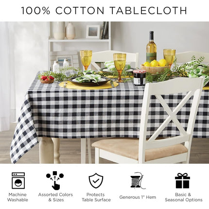 DII 100% Cotton, Machine Washable, Everyday Chambray Kitchen Tablecloth for Dinner Parties, Summer & Outdoor Picnics - 70" Round Seats 4 to 6 People, Chambray Natural