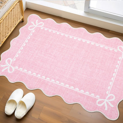 GarveeHome Scalloped Entryway Rug 2x3 Washable Fro