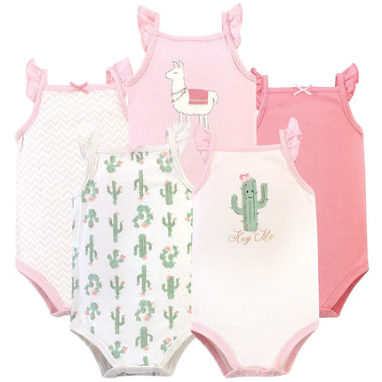 Hudson Baby Lot de bodies sans manches en coton pour bébé unisexe, cactus rose, 0-3 mois