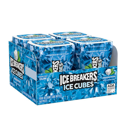 Goma de Mascar ICE BREAKERS ICE CUBES, Menta sin Azúcar, 40 unidades (Paquete de 4)
