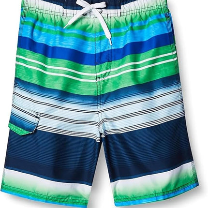 Kanu Surf Short de bain à séchage rapide Victor Stripe pour petit garçon, Marine/Vert, 2T