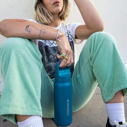 Lifestraw Go Series 2.0 Stainless Steel Water Bottle with Filter, Laguna Teal, 700 ml Capacity