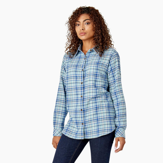 Dickies Womens Shirt Ls, Blue, XXS