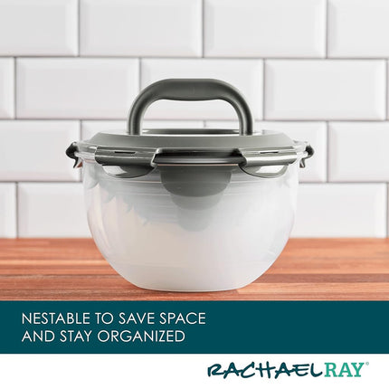 Rachael Ray Leak-Proof Nestable Container Food Storage Bin Set, 10 Piece, Gray Lids