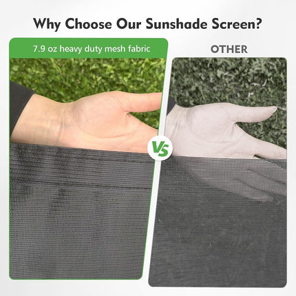 SHADEPLUS RV Awning Shade Screen Without Zipper 8'x19'3'' Black Mesh Universal Trailer Camper RV Awning Screen With Complete Kit Significantly Improves Shadow And Privacy Polyester
