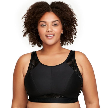 Glamorise No-Sweat Mesh Sports Wirefree Bra 1068 (Women's & Women's Plus) Black