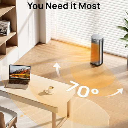 DREO Space Heaters for Indoor Use, 16" PTC Ceramic Heater with Thermostat, 1500W Quiet Portable Electric Heater for Bedroom Home Office with Remote, 70° Oscillation, Overheat Protection, 12H Timer