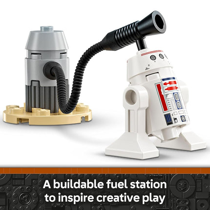 LEGO Star Wars 75410 Mando and Grogu’s N-1 Starfighter Building Toy with The Mandalorian Minifugure, Grogu & R5-D4 Figures, plus a Brick-Built Fueling Station, Playset for 4+ Year Old Boys & Girls
