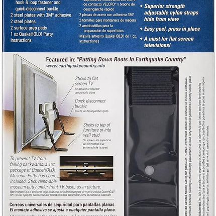 QuakeHOLD! 4520 Universal Flat Screen Safety Straps Black