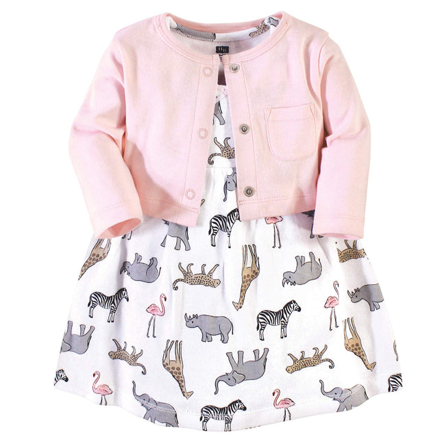 Hudson Baby Girls' Cotton Dress and Cardigan Set, 