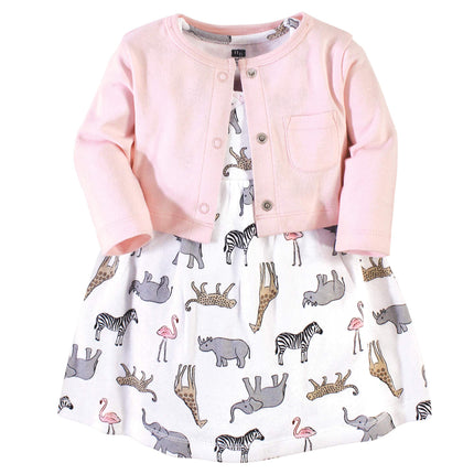 Hudson Baby Girls' Cotton Dress and Cardigan Set, 
