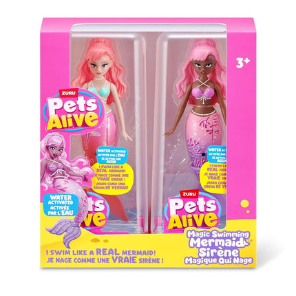 Pets Alive Magic Swimming Mermaid 2 Pack (Sea Star & Coral) by ZURU – Robotic Mermaid Doll for Water Play, Swims Automatically, Bath Toy for Girls & Boys Ages 3+, 16.3 cm