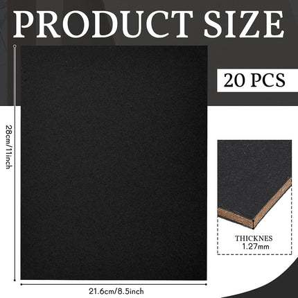 20 Pcs Book Board, Binders Board Chipboard Designer Bookboard Kraft Heavy Duty Chipboard Sheets Bookbinding Supplies for Book Binding Cover (Black, 11 x 8.5 Inch 50PT)
