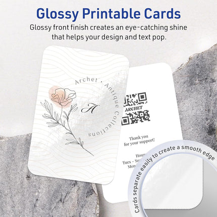 Cartes rectangulaires imprimables Avery, coins arrondis, technologie Sure Feed, 10,2 x 15,2 cm, papier cartonné blanc brillant, impression bord à bord, laser/jet d'encre, 100 au total, idéales pour les cartes postales et les cartes de remerciement