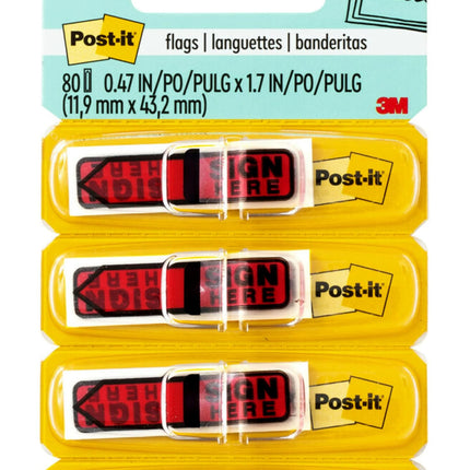 Post-it Message Flags, "Sign Here", 20/Dispenser, 