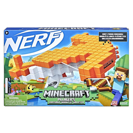 Nerf Minecraft Pillager's Crossbow, Dart-Blasting Crossbow, Includes 3 Nerf Elite Darts, Real Crossbow Action, Pull-Back Priming Handle