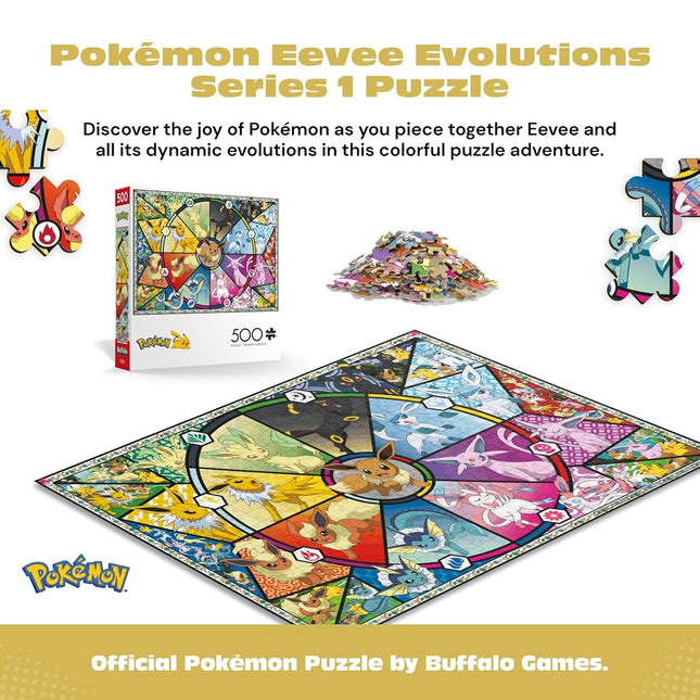 Buffalo Games - Pokémon - Eevee's Stained Glass - 500 Piece Jigsaw Puzzle