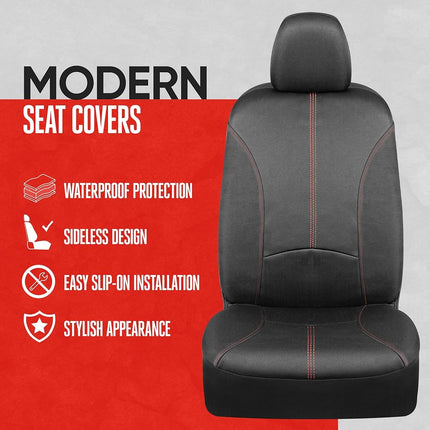 Motor Trend BDK Fundas Impermeables para Asientos Delanteros Solamente – Protección Cómoda de Neopreno con Costuras Bicolores, Fáciles de Instalar, Ajuste Universal para la Mayoría de Coches, Camionetas y SUVs