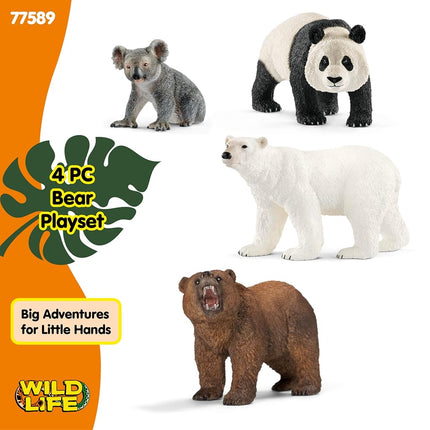Schleich Wild Life - 4Pc Bear Figure Toy Playset - Kids Ages 3+ | 77589