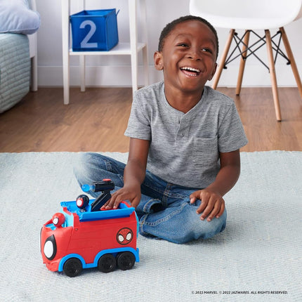 MARVEL’S SPIDEY AND HIS AMAZING FRIENDS WEB SPINNING HAULER - 8-Inch 3-In-1 Transforming Vehicle - Toys Featuring Your Friendly Neighborhood Spideys