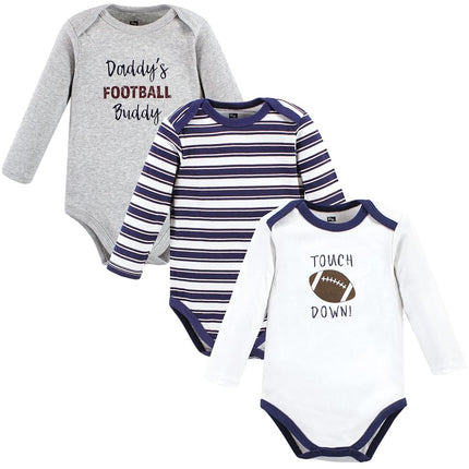 Hudson Baby Unisex Baby Cotton Bodysuits, Gray Football Buddy, 6-9 Months
