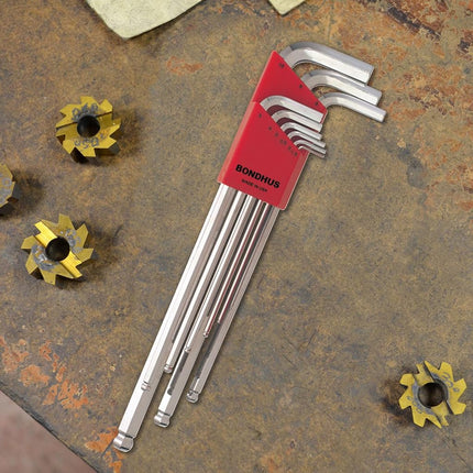 Bondhus, BLX9MMB BRITEGUARD Long Series BALLEND HEX Key Set 1.5MM-10MM, 17099