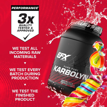 EFX Sports Karbolyn Fuel Complex Carbohydrate Post Workout & Pre Workout Powder Clinically Tested Intense Energy Supplement Shake (Rainbow Candy, 4.4 Pounds)