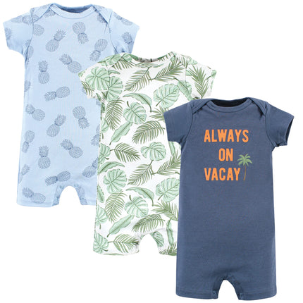Hudson Baby Unisex Cotton Rompers, Vacay, 12-18 Mo