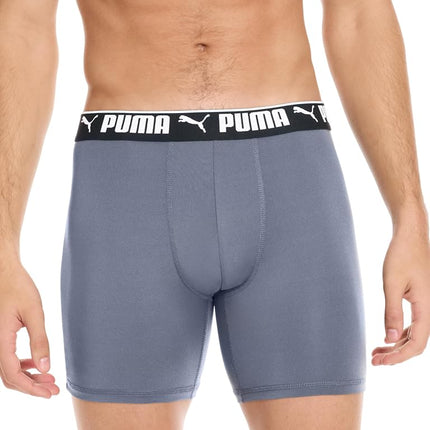PUMA Men's 4 Pack Active Stretch Boxer Briefs, Black/Grey, L