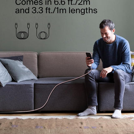 Belkin BoostCharge Braided USB-C to USB-C Cable (1m/3.3ft) for iPhone 16, iPhone 17 Pro, iPhone 17 Pro Max, Galaxy S25, S24, Galaxy Note, Pixel 10 & 9, iPad Pro, Nintendo Switch 2 and More