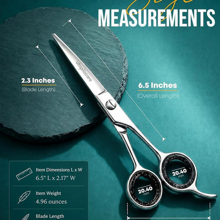 Utopia Care Hairdressing Scissors - 6.5" Sharp Stainless Steel Hair Cutting Scissors and Barber Salon Hair Scissors for Professional Hairdressers, Men, Women, Children and Adults (Silver)