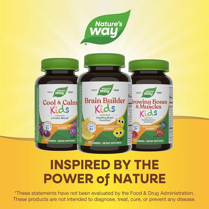 Nature’s Way Kids Brain Builder, Supports Healthy Brain Function*, Lemonade Flavored, 60 Vegetarian Gummies
