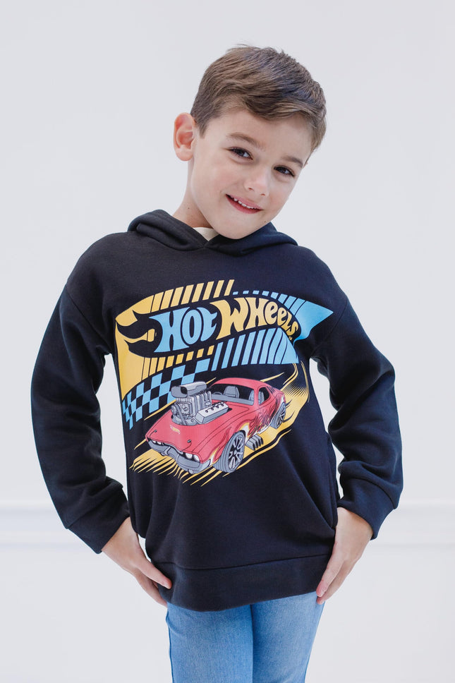 Sweat à capuche Hot Wheels pour petits garçons, noir, 7-8 ans