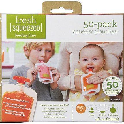 Infantino Baby Food Pouches Disposable Squeeze, 50
