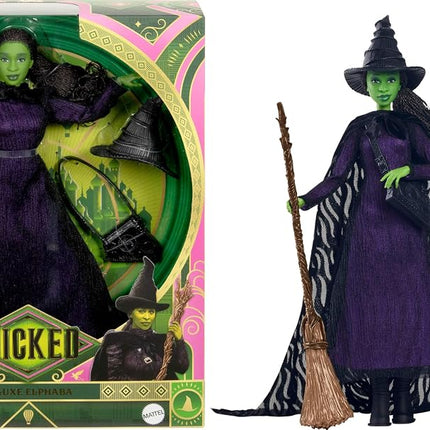 Mattel Universal Wicked Deluxe Elphaba Fashion Doll and Accessories, Movie Inspired Look with Braided Hair and Portability
