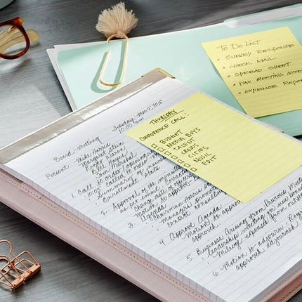 Post-it Notes, 4 in x 6 in, 5 Lined Sticky Notes Pads, 100 Sheets per Pad, Canary Yellow, The Original Post-it Note, School Supplies and O?ce Products