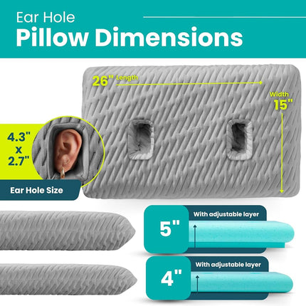 BLISSBURY Piercing Pillow, Adjustable Memory Foam, Ear Hole