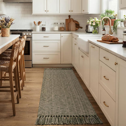 Collive Moss Green Bathroom Runner Rug, 2' x 5' Boho Kitchen Mats