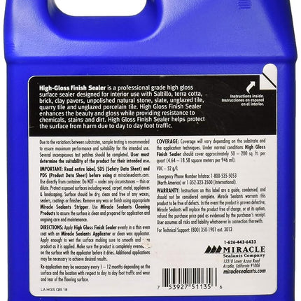 Miracle Sealants High-Gloss Finish Sealer for Tile & Stone, Water-Based, Quart