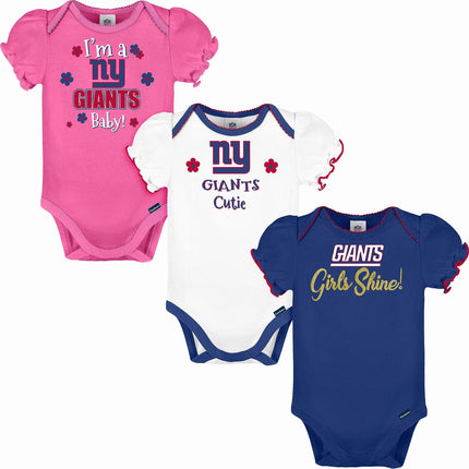 Gerber Baby Girl's NFL 3 Pack Short Sleeve Onesie 