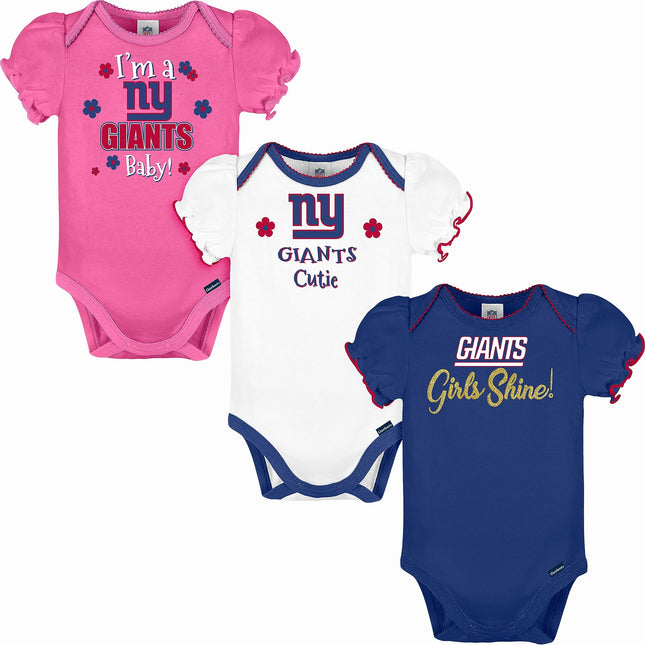 Gerber Baby Girl's NFL 3 Pack Short Sleeve Onesie 