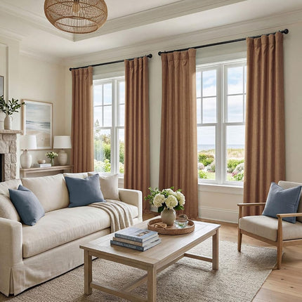 HPD Half Price Drapes Faux Linen Textured Room Darkening Curtains for Bedroom 120 Inches Long (1 Panel), 50W X 120L Curtains for Living Room Home Decor, Butterscotch