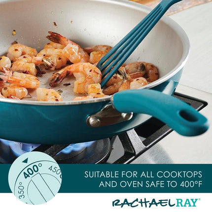 Rachael Ray Create Delicious Sartén/Olla/Cacerola Antiadherente Profunda - 31.75 cm, Azul