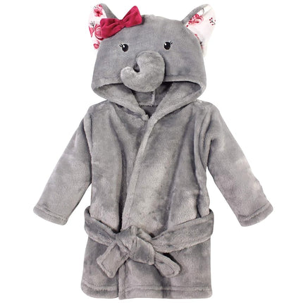Peignoir unisexe en peluche avec visage d'animal Hudson Baby, Éléphant Rose Gris, 0-9 mois