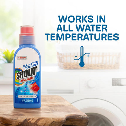 Shout Advanced Stain Remover for Clothes with Scrubber Brush, 8.7 oz