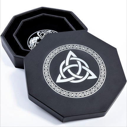 Premium Dice Tray for DND, Detailed World Tree & Triquetra Design – 23 CM