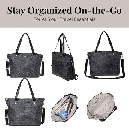 Baggallini Carryall Laptop Tote, Midnight Blossom Print, One Size
